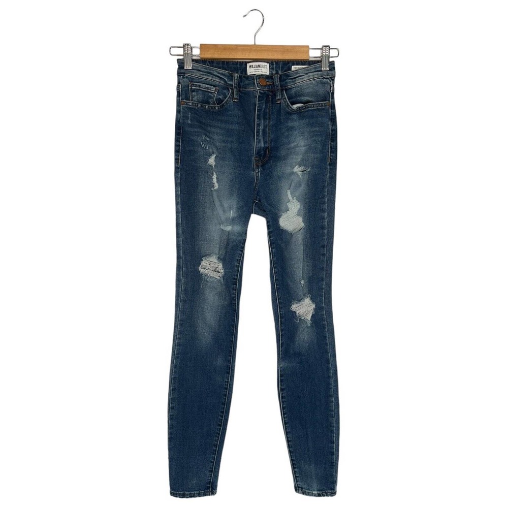 William Rast Womens 27 High Waist Extreme Distressed Skinny Denim Jeans Blue